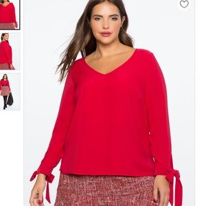 Eloquii Red Tie Sleeve Top
